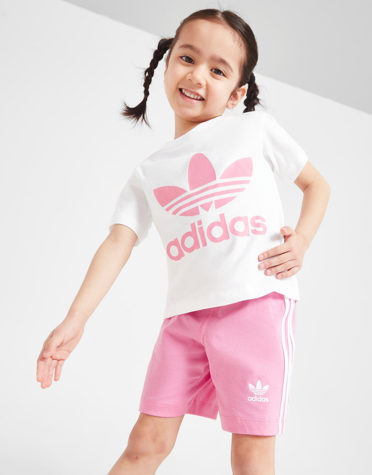 White adidas Originals Girls' Trefoil T-Shirt/Shorts Set Infant | JD Sports  UK