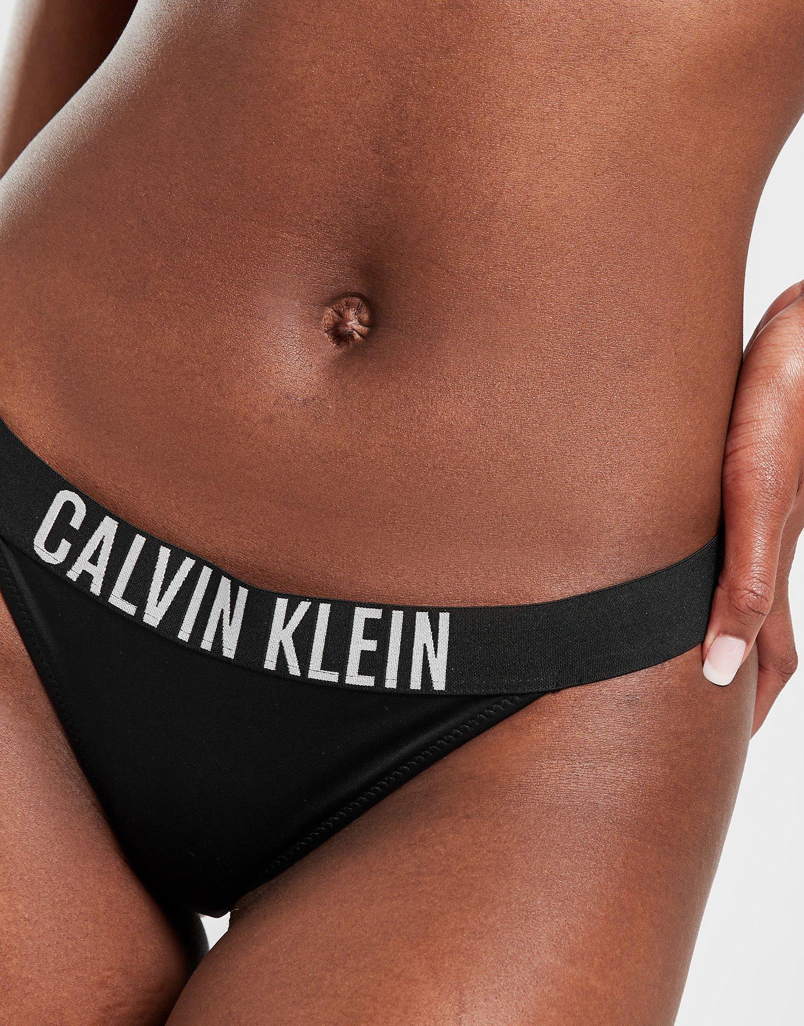 Black Calvin Klein Swim Large Logo Bikini Bottoms