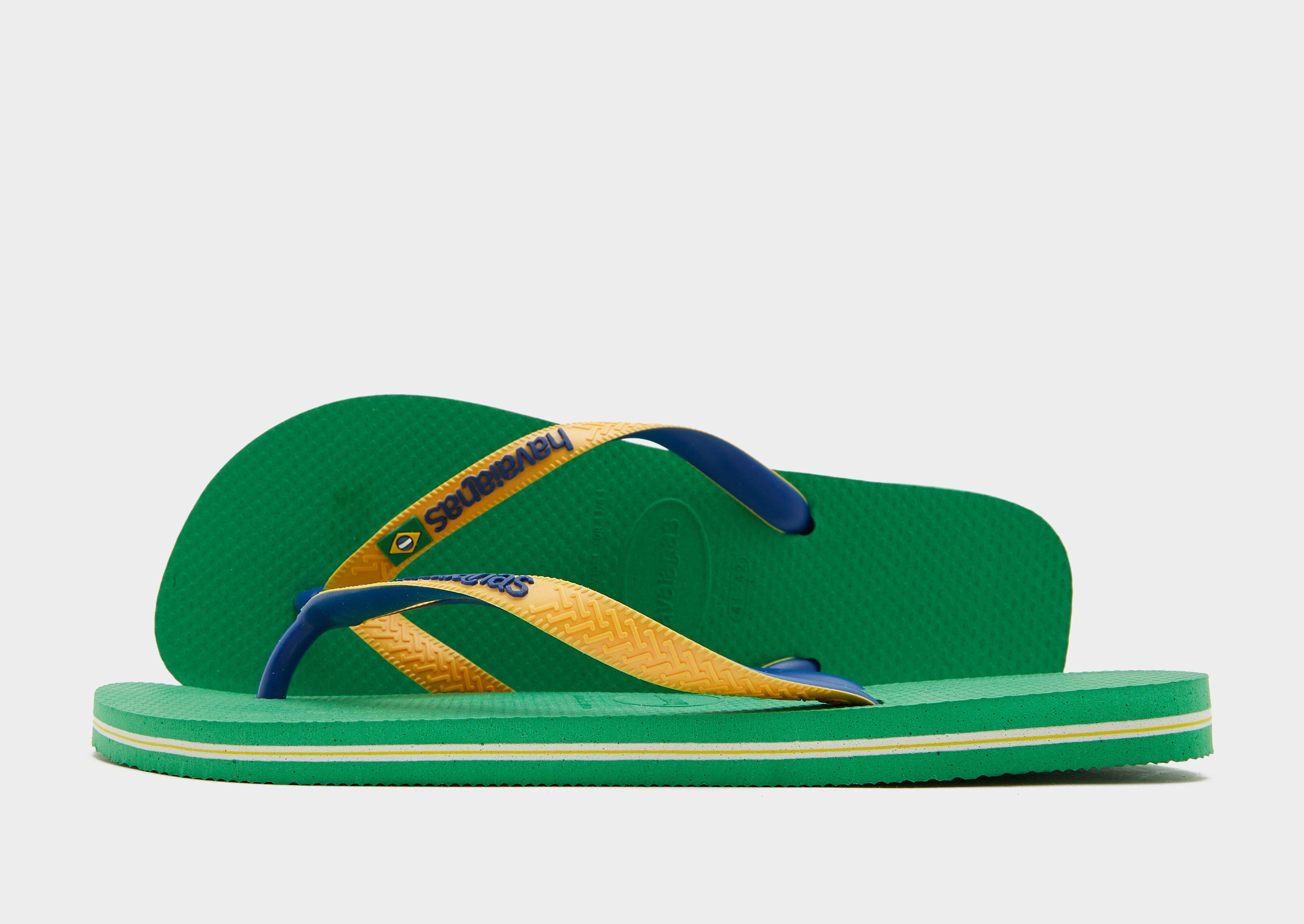 Green Havaianas Brazil Logo Flip Flops - JD