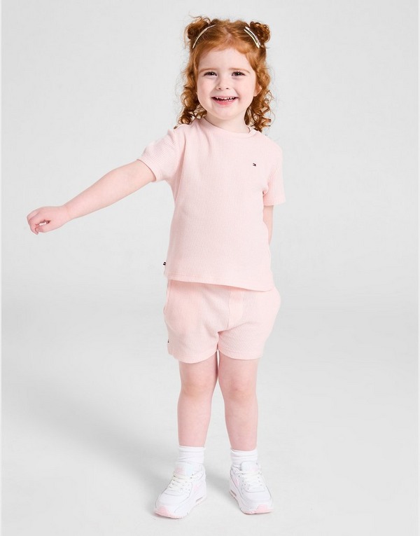 Pink Tommy Hilfiger Waffle T-Shirt/Shorts Set Infant | JD Sports Global