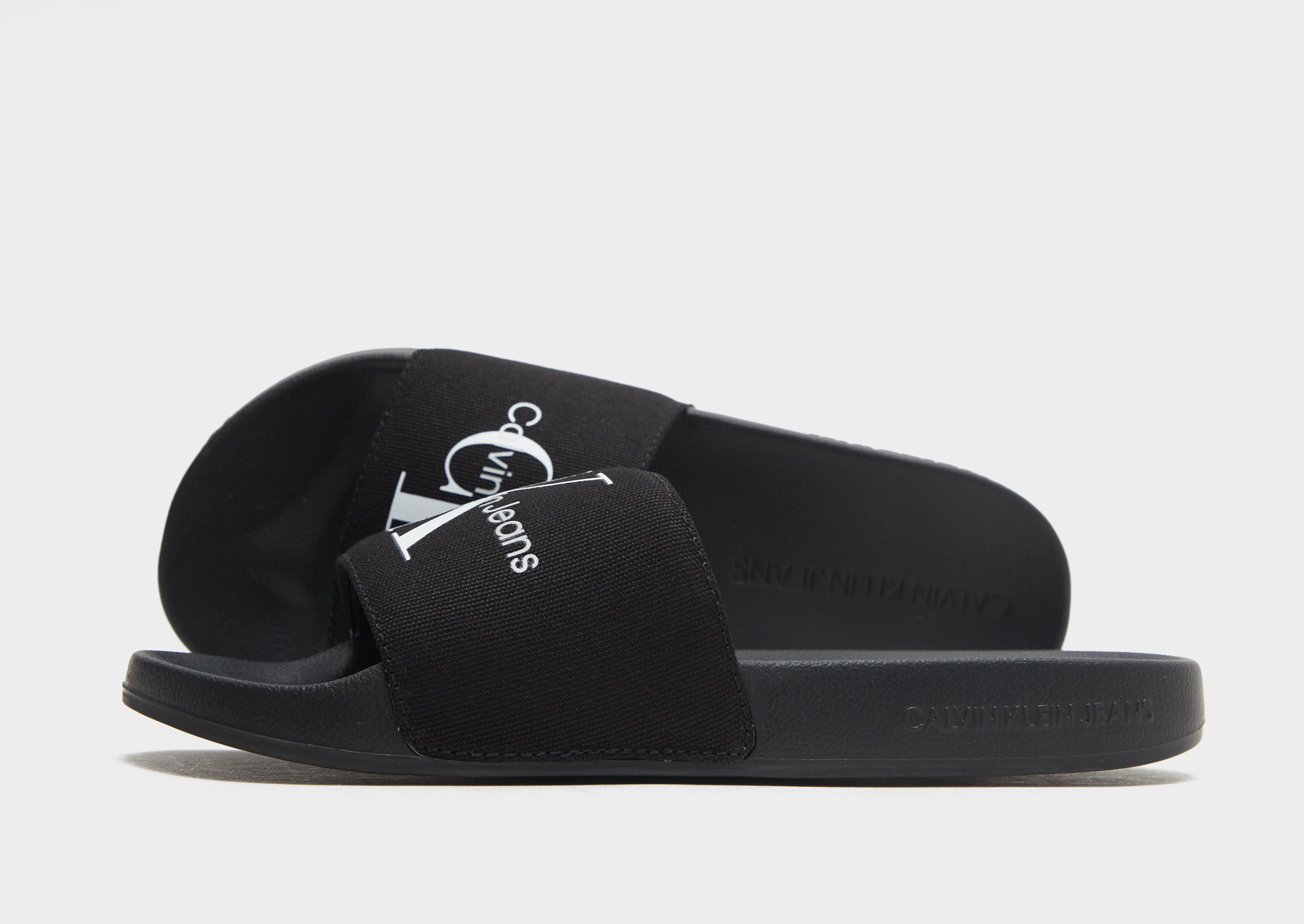 Calvin Klein Jeans logo rubber sliders in black