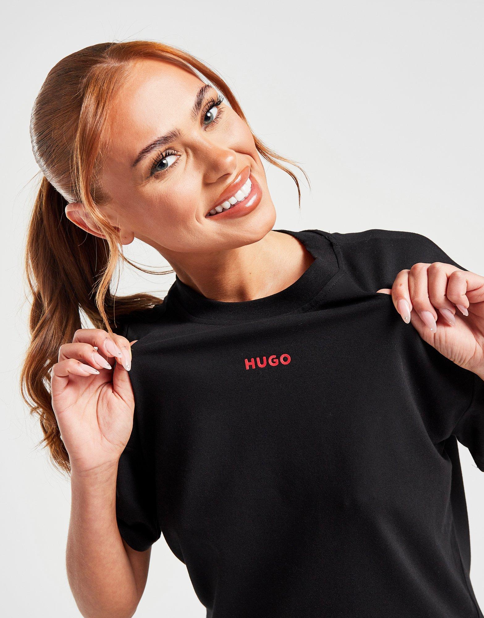 HUGO Damen T-Shirt – Cropped, Lockerer Schnitt, Mit Logo | Lässiges Basic Für Jeden Tag