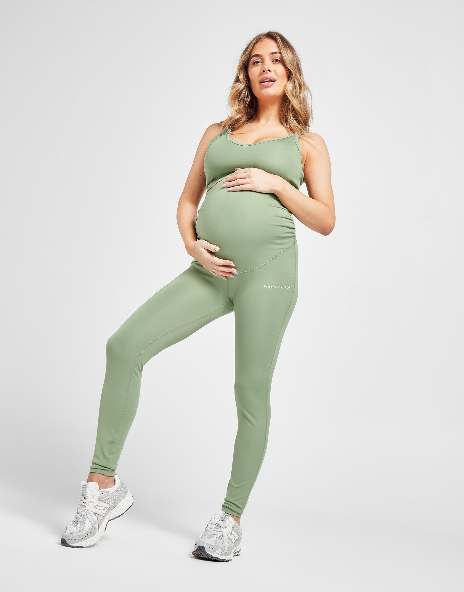 Green Pink Soda Sport Maternity Core Tights