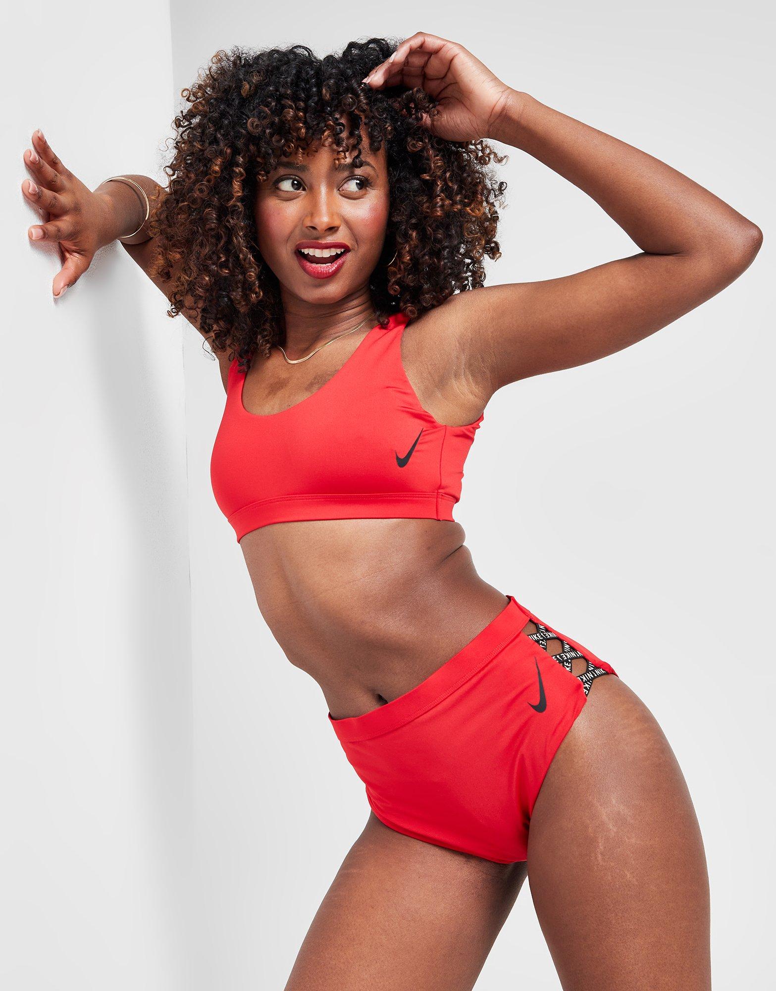 Red Nike Sneakerkini High-Waisted Bottoms