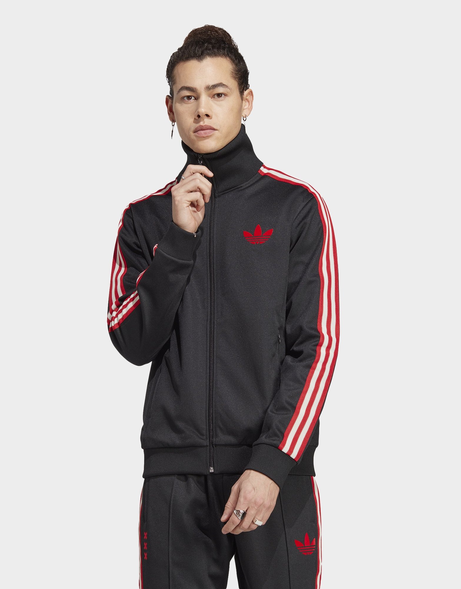 Adidas New York Red Bulls Soccer Club Track Jacket Mens Medium Black Mock  Neck