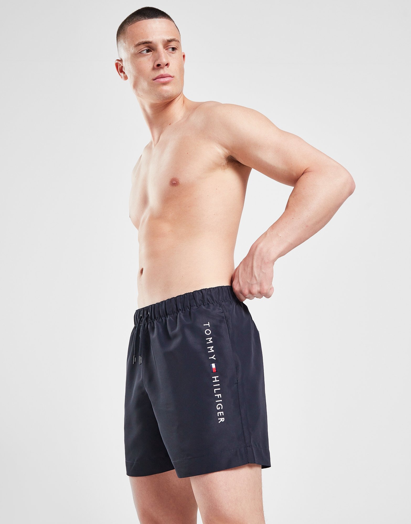 Navy Tommy Hilfiger Large Logo Swim Shorts JD Sports