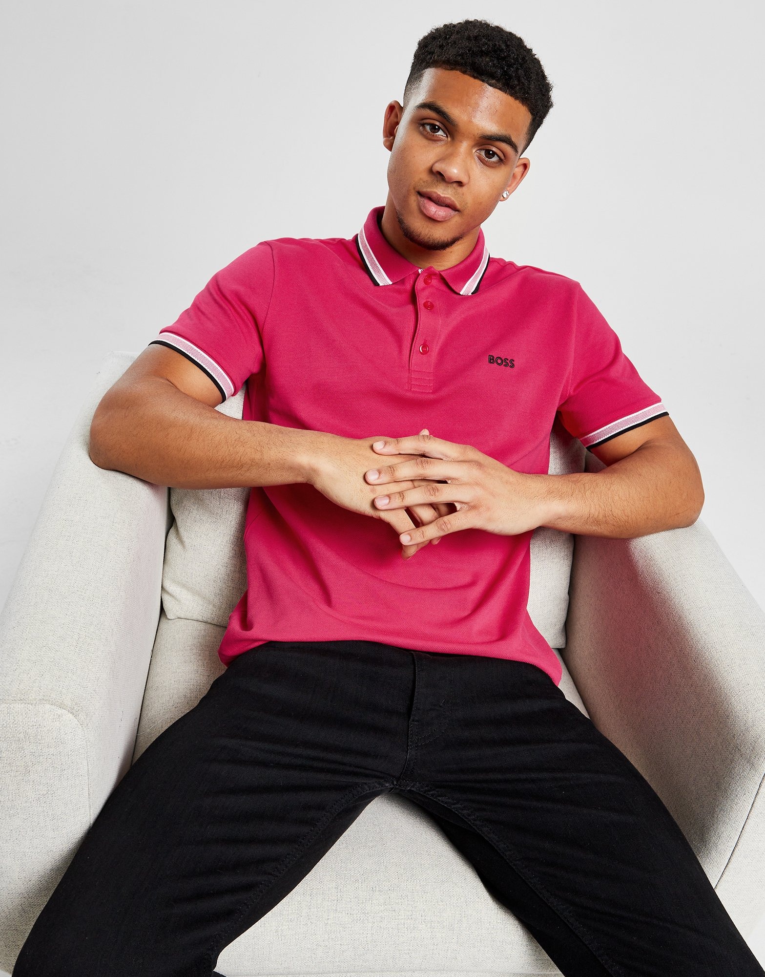 Pink BOSS Paddy Polo Shirt JD Sports