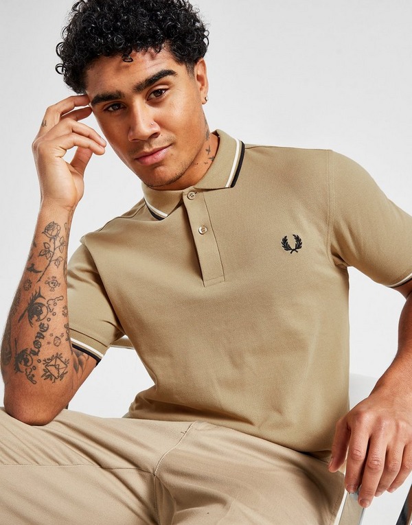 Brown Fred Perry Twin Tipped Short Sleeve Polo Shirt Heren | Sports
