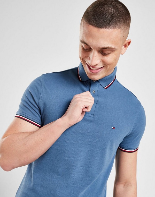 Blue Tommy Hilfiger Tipped Polo Shirt | JD Global