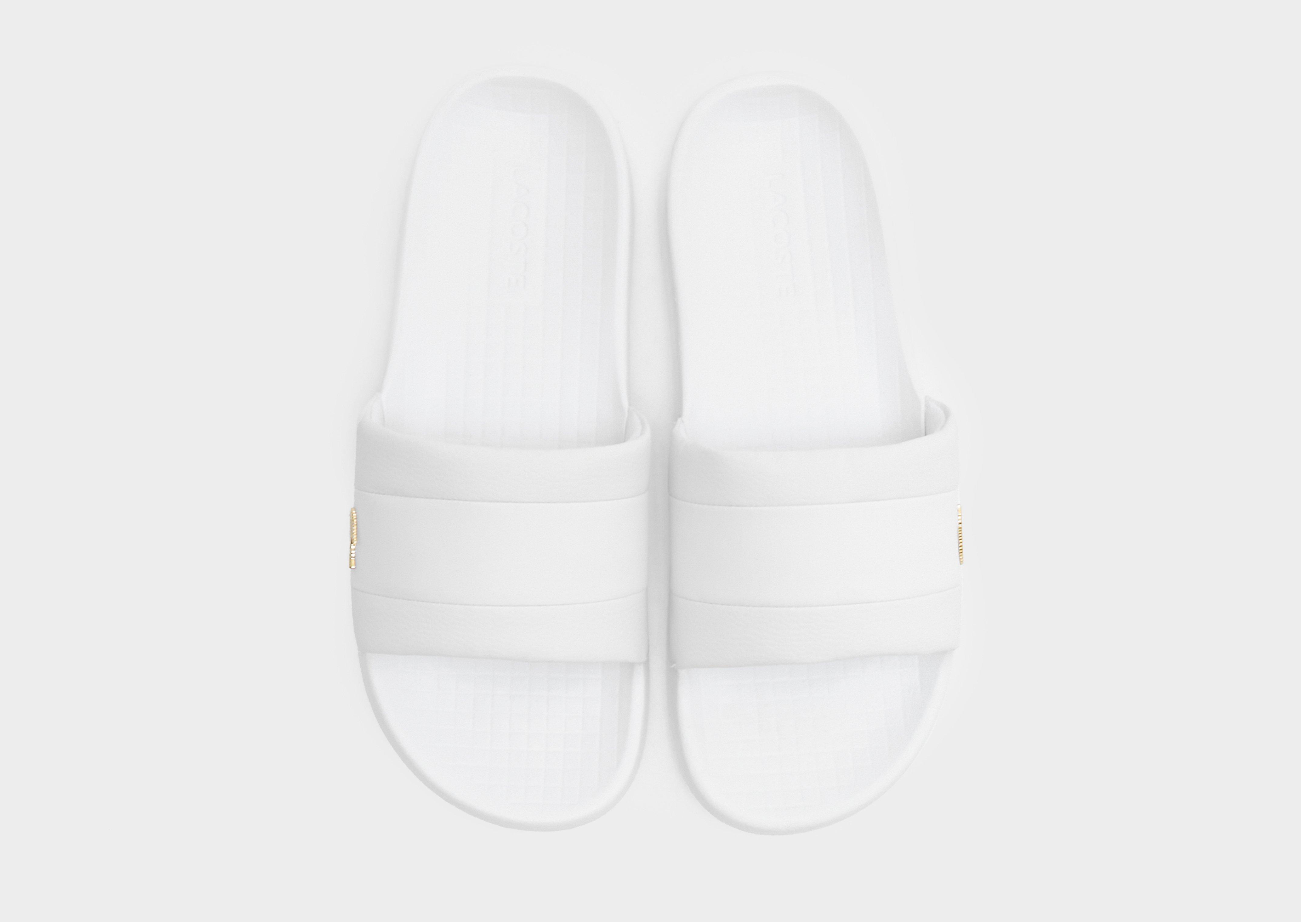 Mens white lacoste clearance sliders