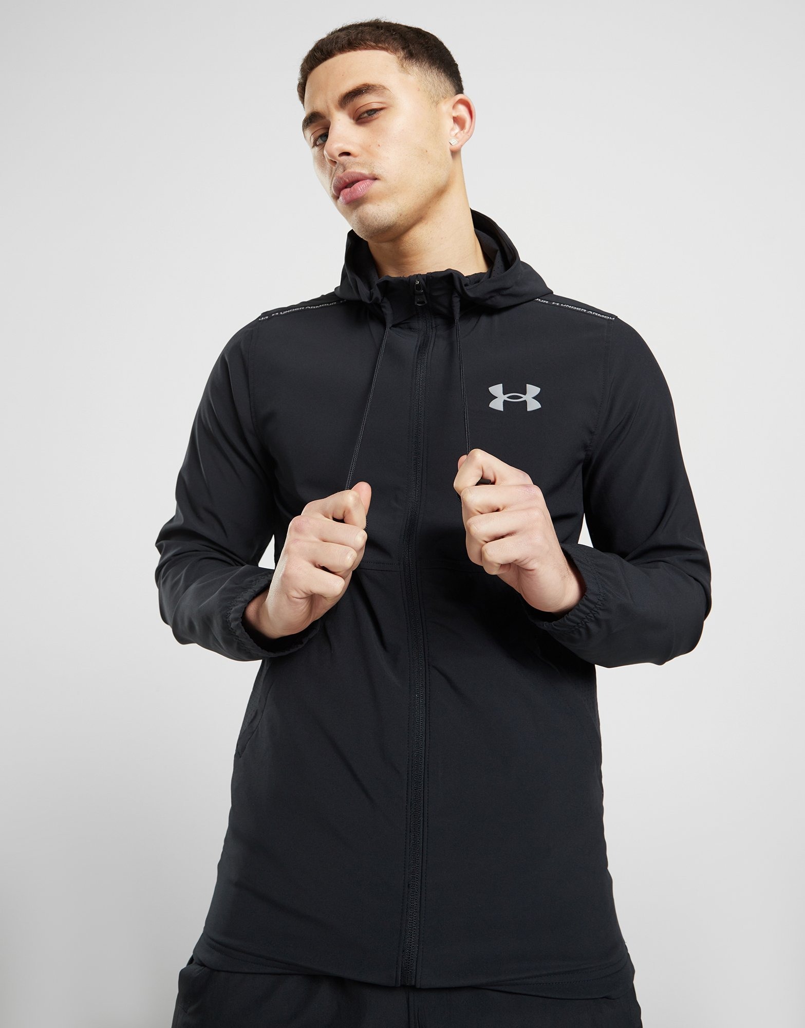 Reflective Unisex Half-Zip Anorak in Black | illumiNITE SM