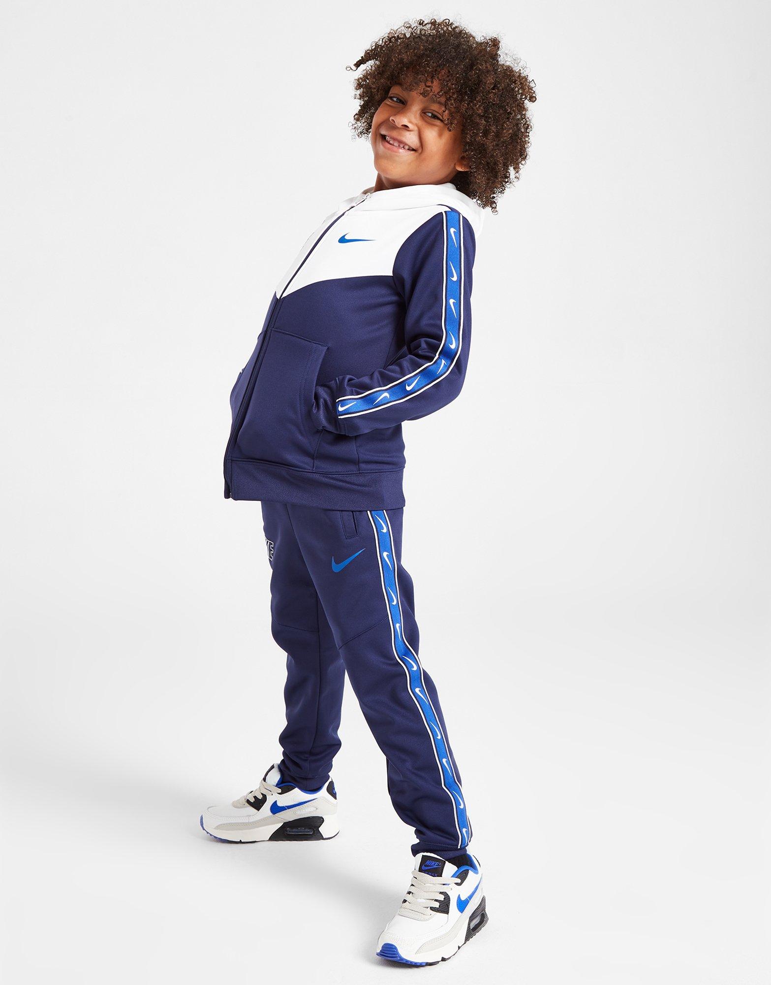 Blue Nike Swoosh Tape Full Zip Hooded Tracksuit Children JD Sports Malaysia