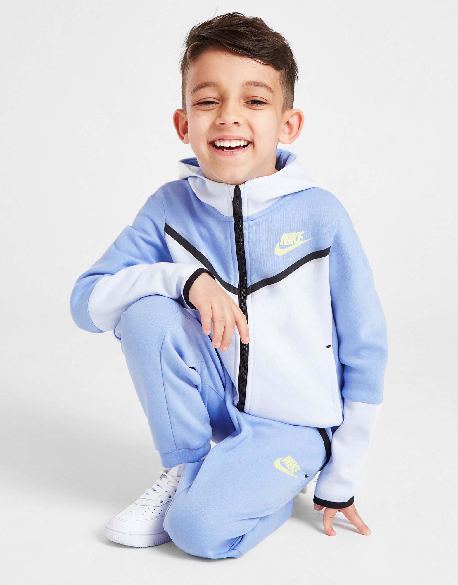 Blue Nike Tech Fleece Colour Block Tracksuit Children - JD Sports NZ