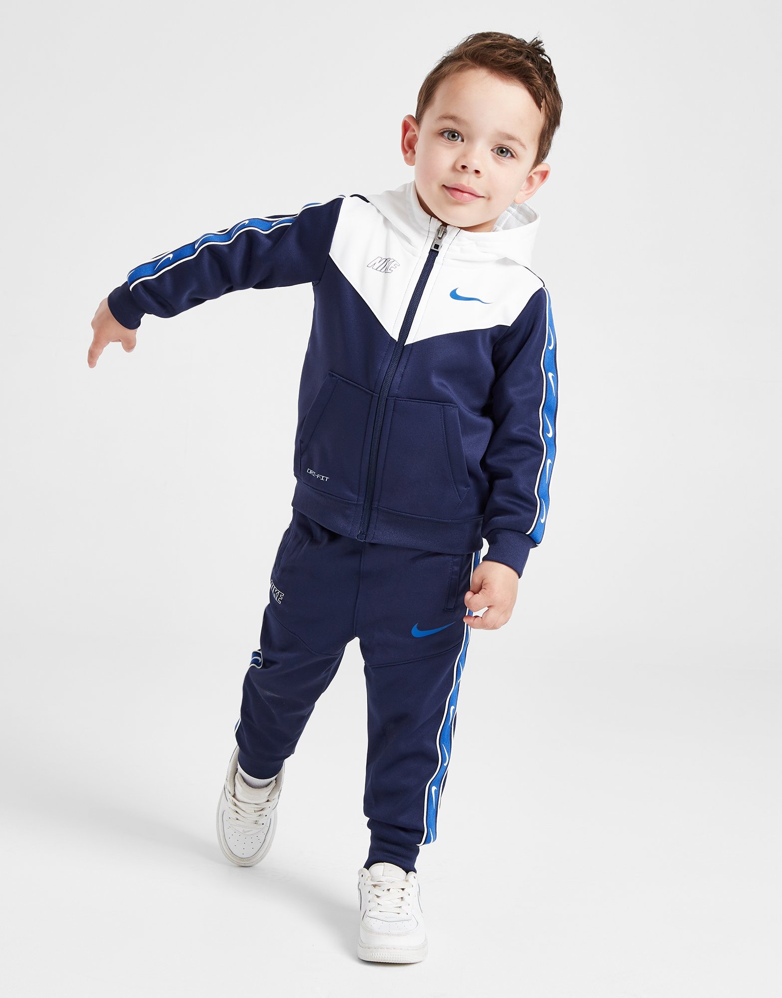 Blue Nike Swoosh Tape Full Zip Hoodie Tracksuit Infant | JD Sports UK