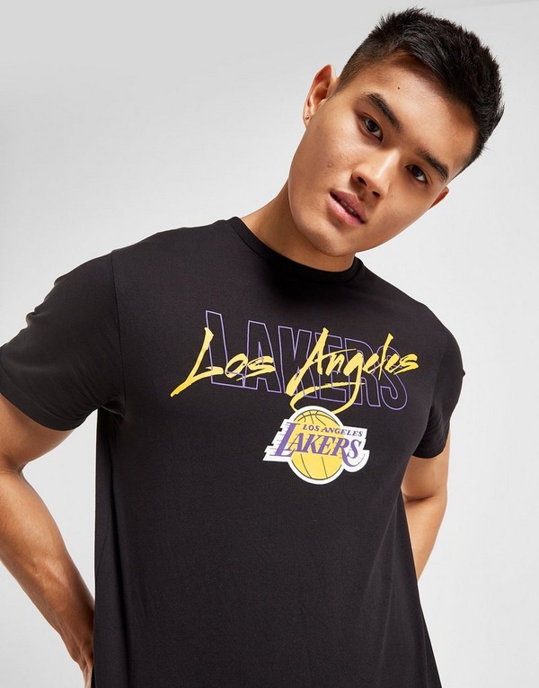 Black New Era NBA LA Lakers Script Logo T-Shirt - JD Sports Ireland