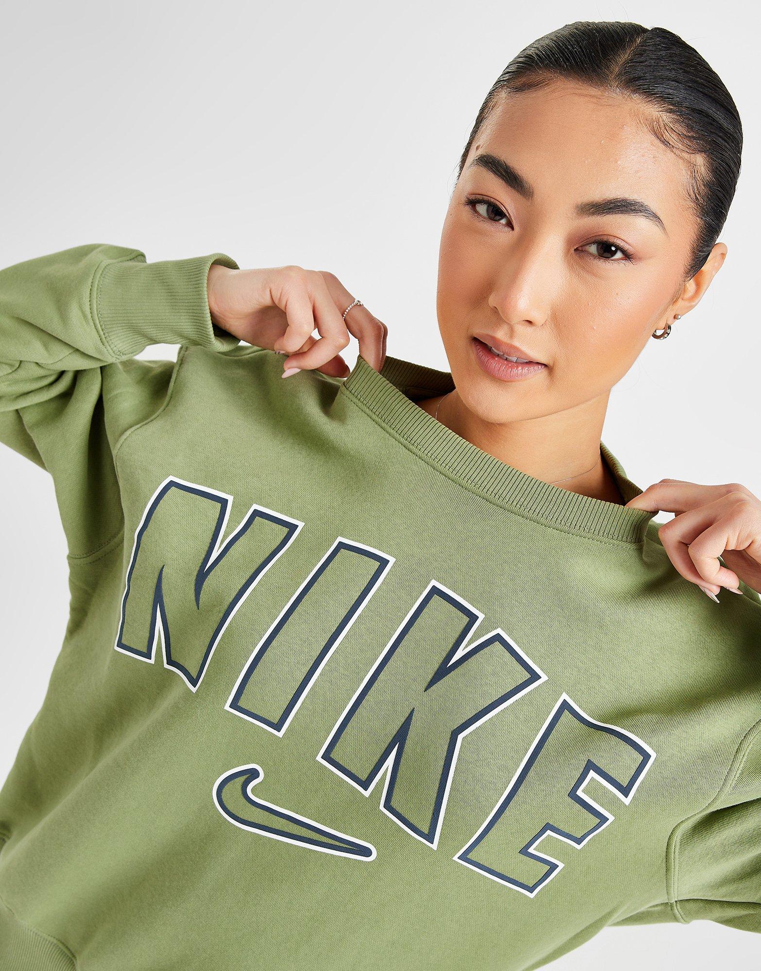 Green Nike Phoenix Fleece Varsity Crew Sweatshirt - JD Sports Global