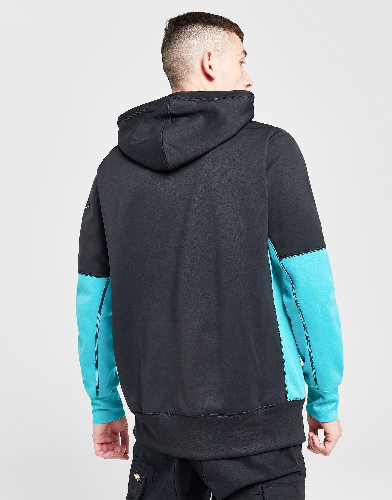 Men's Nike Black Miami Dolphins Color Block Fleece Performance Pullover Hoodie Size: Medium