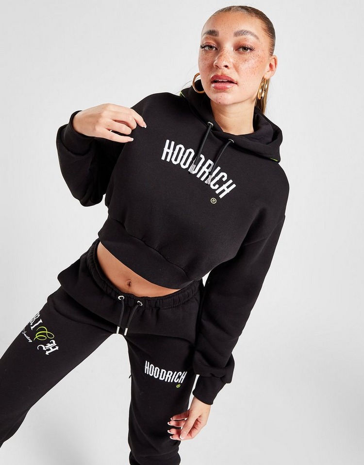 Woman wearing hoodrich crop hoodie