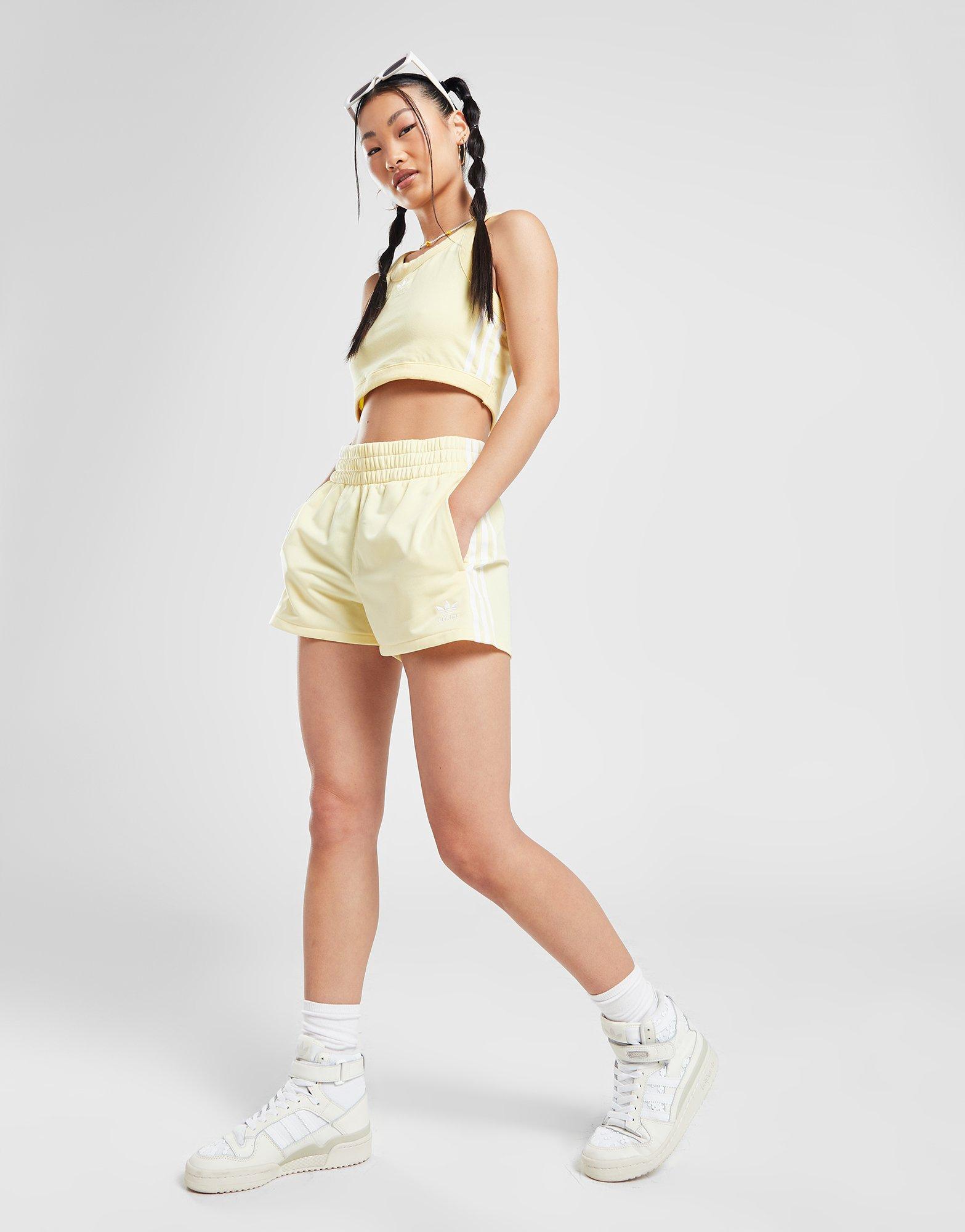 adidas 3 stripe shorts womens yellow