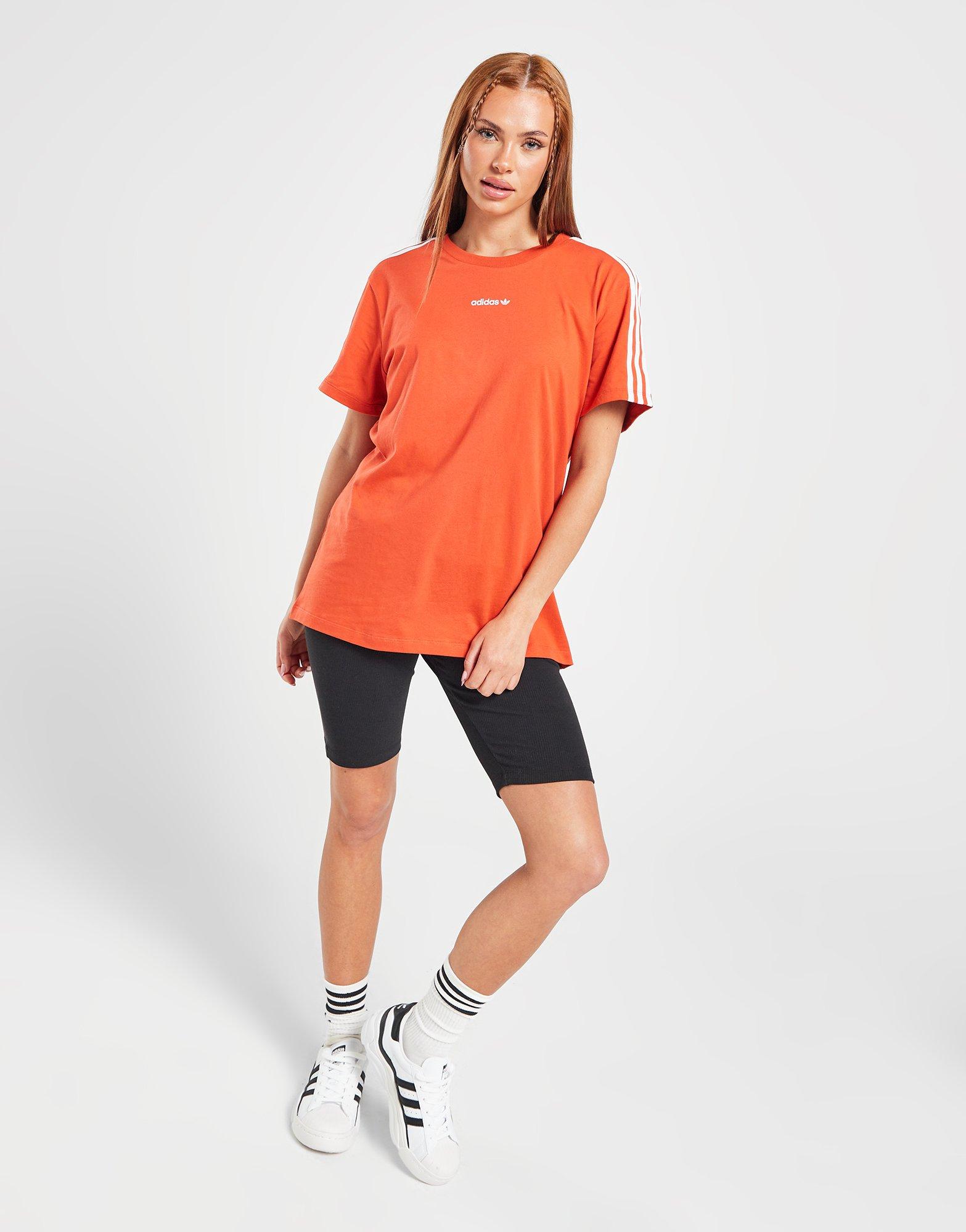 Red adidas Originals Linear Logo Boyfriend TShirt JD Sports UK