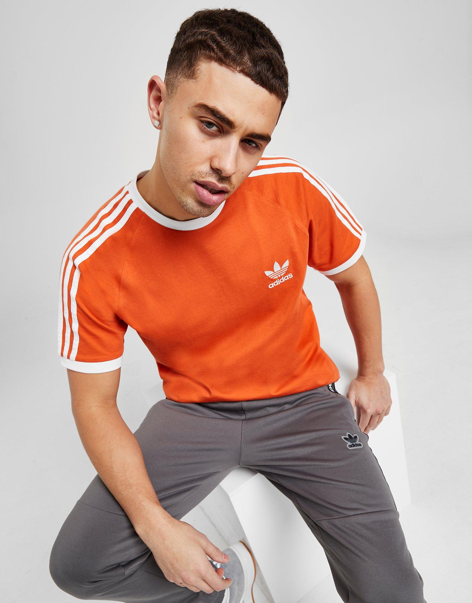 Orange adidas 3 Stripe T-Shirt | Sports Global