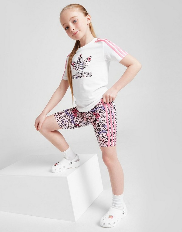 adidas Originals Girls' Leopard T-Shirt/Cycle Shorts Set Children | JD Sports UK