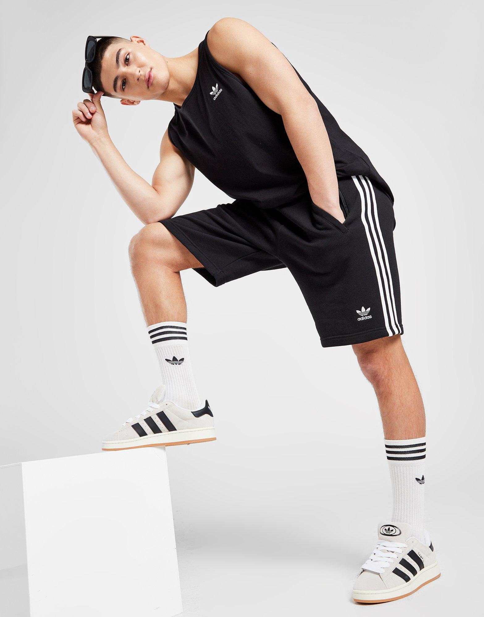 Black adidas 3-Stripes Fleece Shorts | JD UK