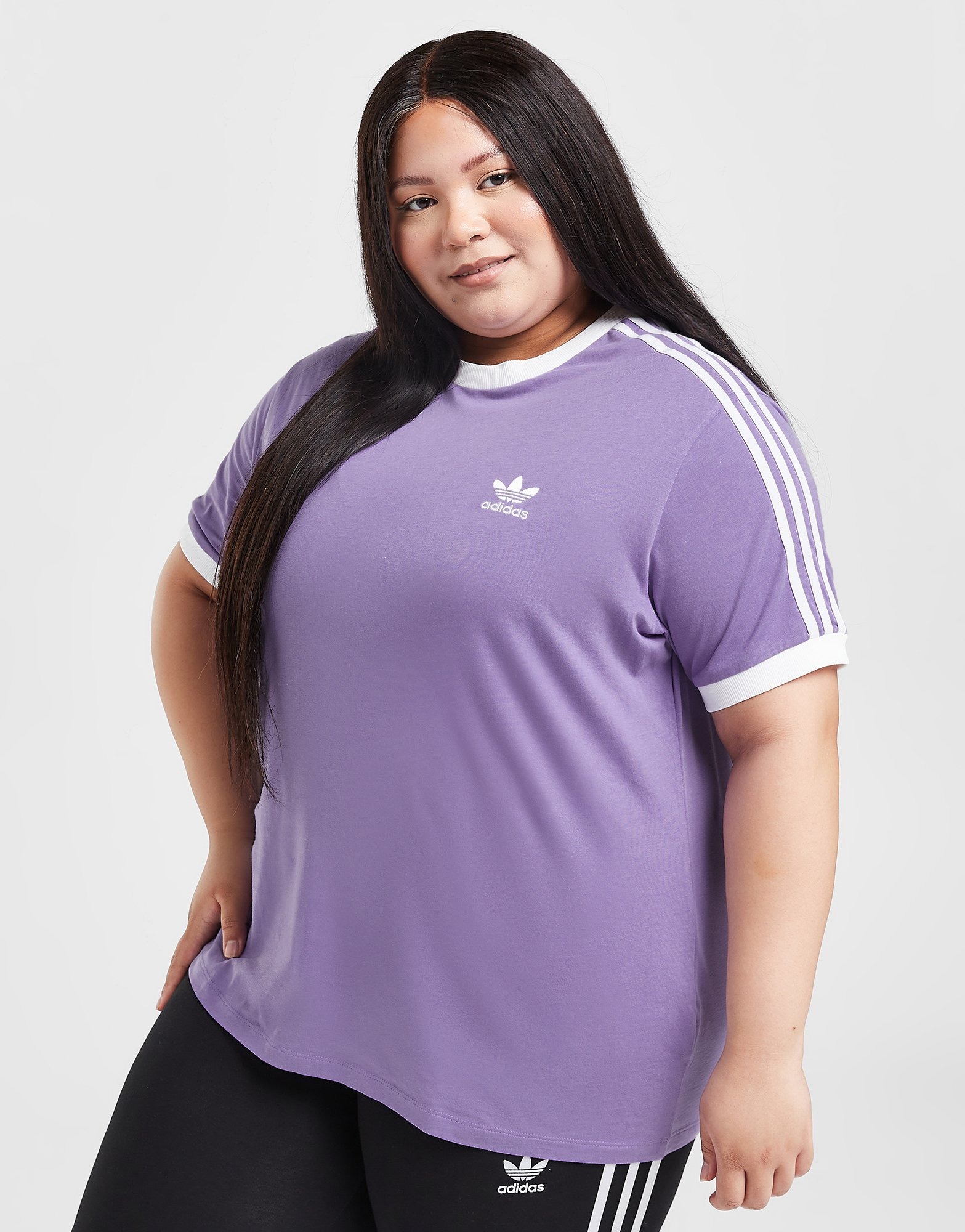 Purple adidas Originals 3-Stripes California Plus Size T-Shirt - JD Sports  Ireland