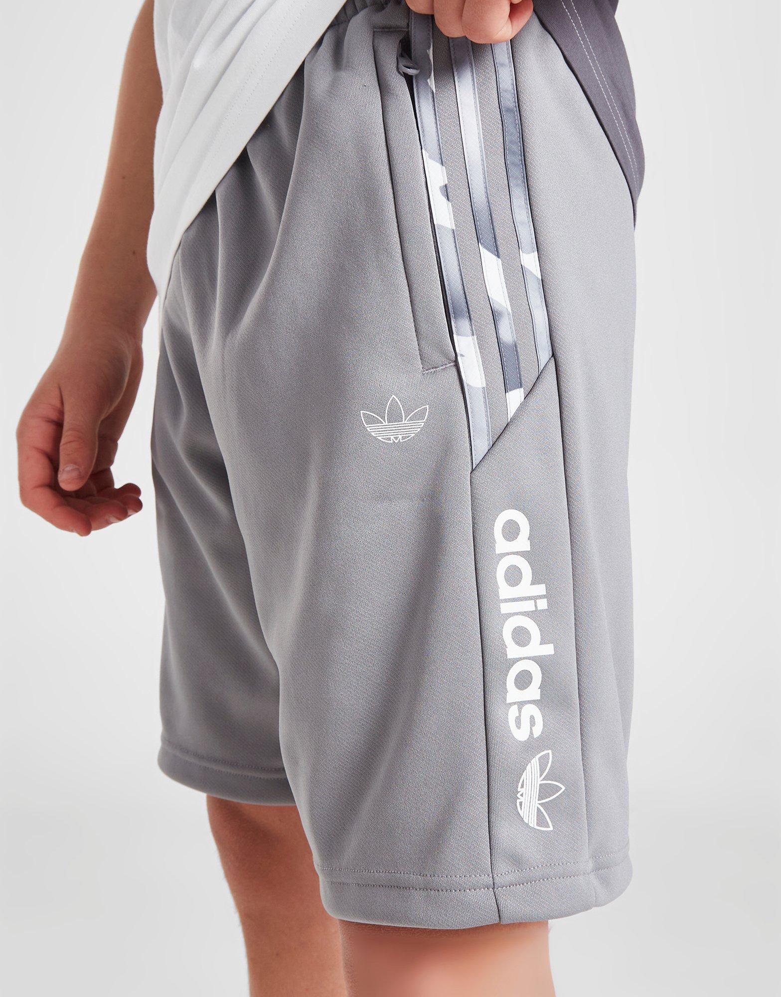 Adidas originals best sale tape shorts grey