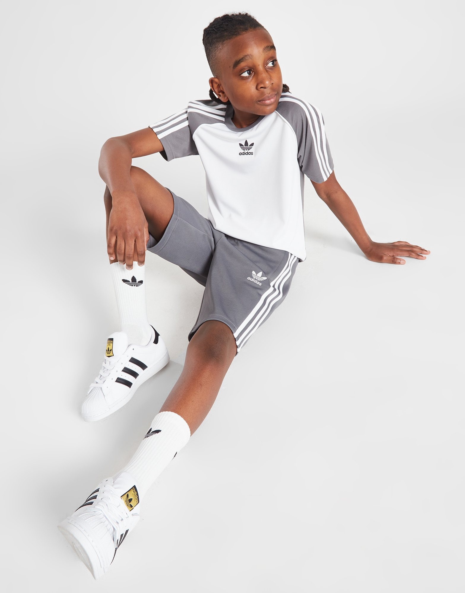 Grey adidas Originals SS Poly Shorts Junior - JD Sports Ireland
