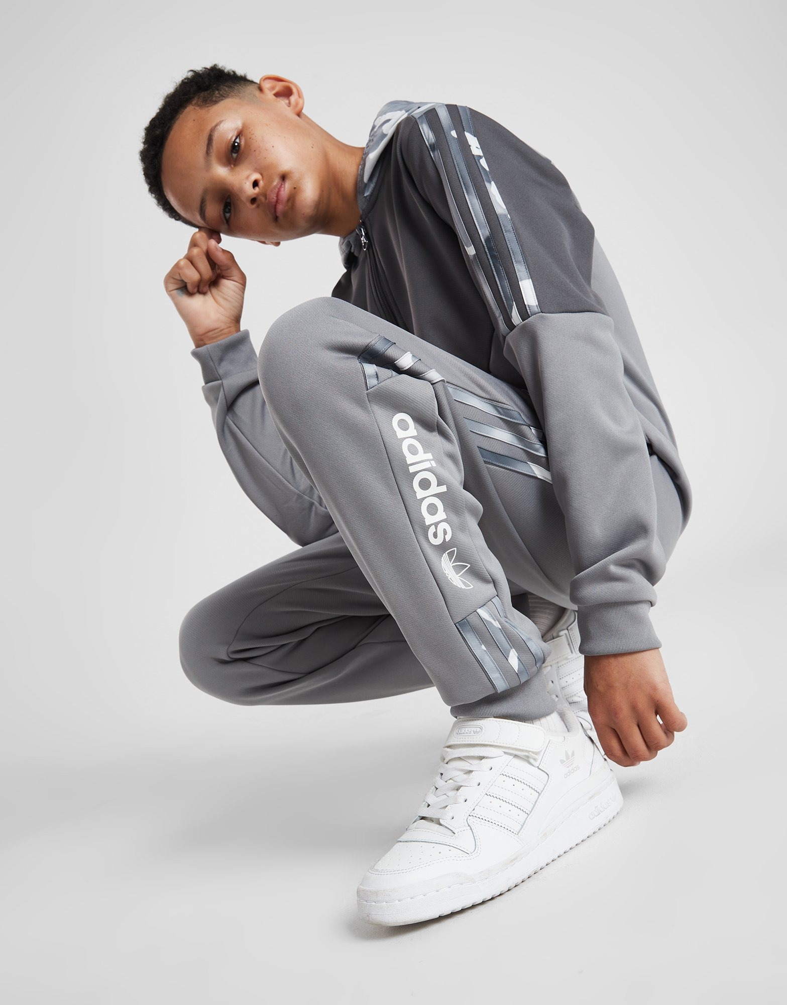 Grey adidas Originals Itasca Camo Poly Pants Junior | JD Sports UK
