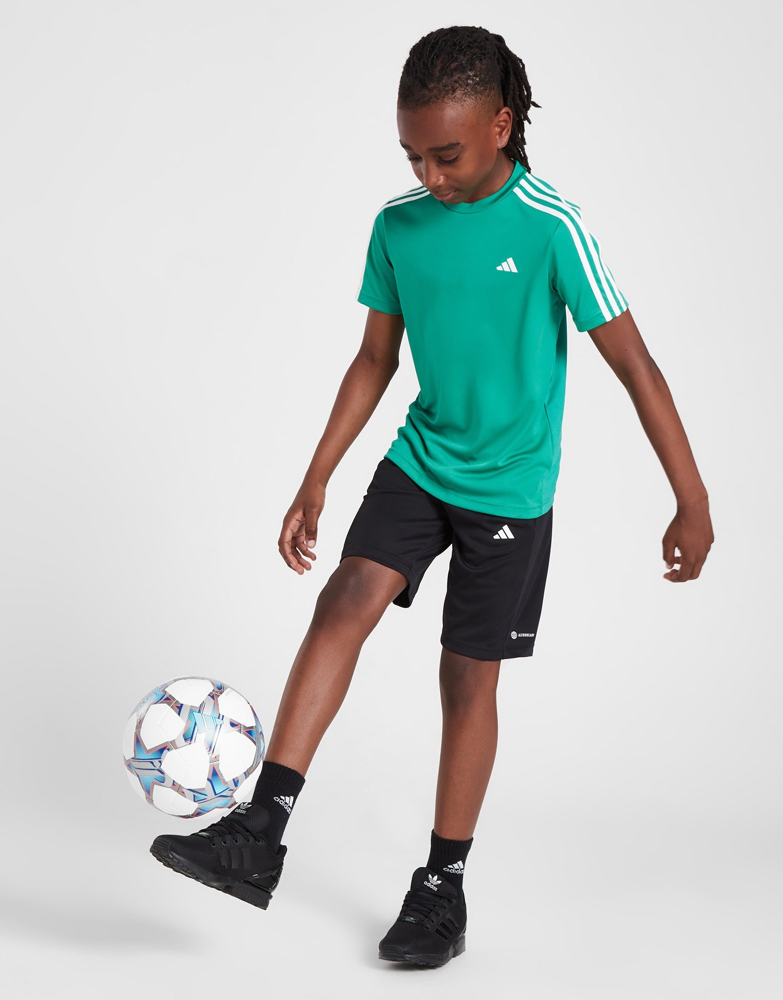 Green adidas Badge of Sport T-Shirt/Shorts Set Junior | JD Sports UK