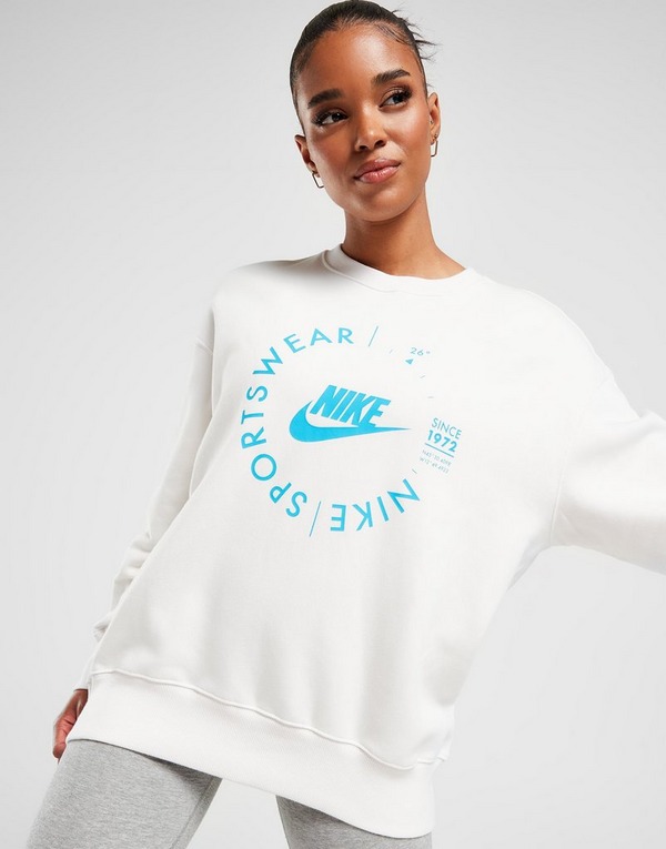 White Nike Utility Graphic Crew Sweatshirt | JD
