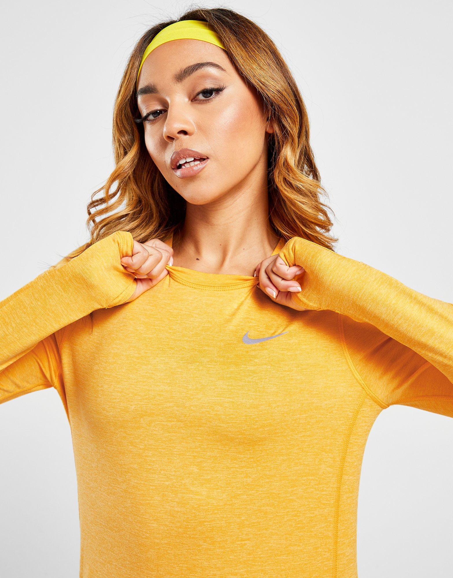 Yellow Nike Runinng Element Crew Long Sleeve Top - JD Sports