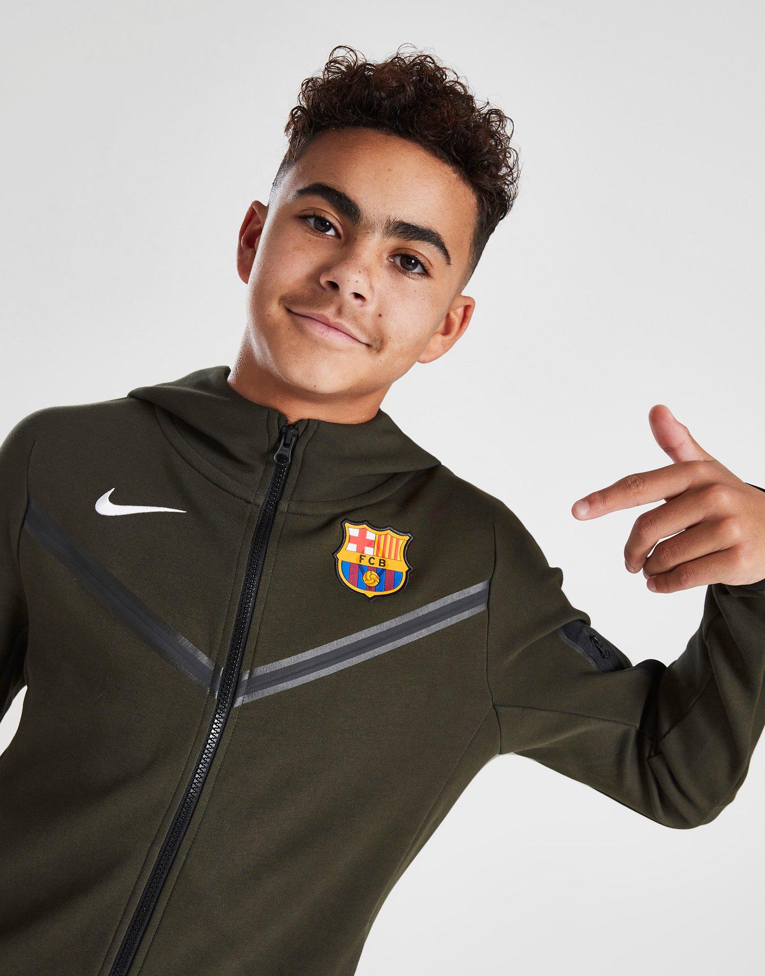 Correct Cusco Klagen Green Nike FC Barcelona Tech Fleece Full Zip Hoodie Junior | JD Sports UK