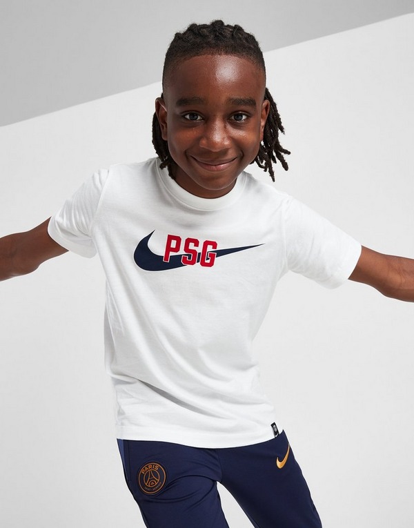 White Nike Paris Saint Germain Swoosh T-Shirt Junior | JD Sports UK