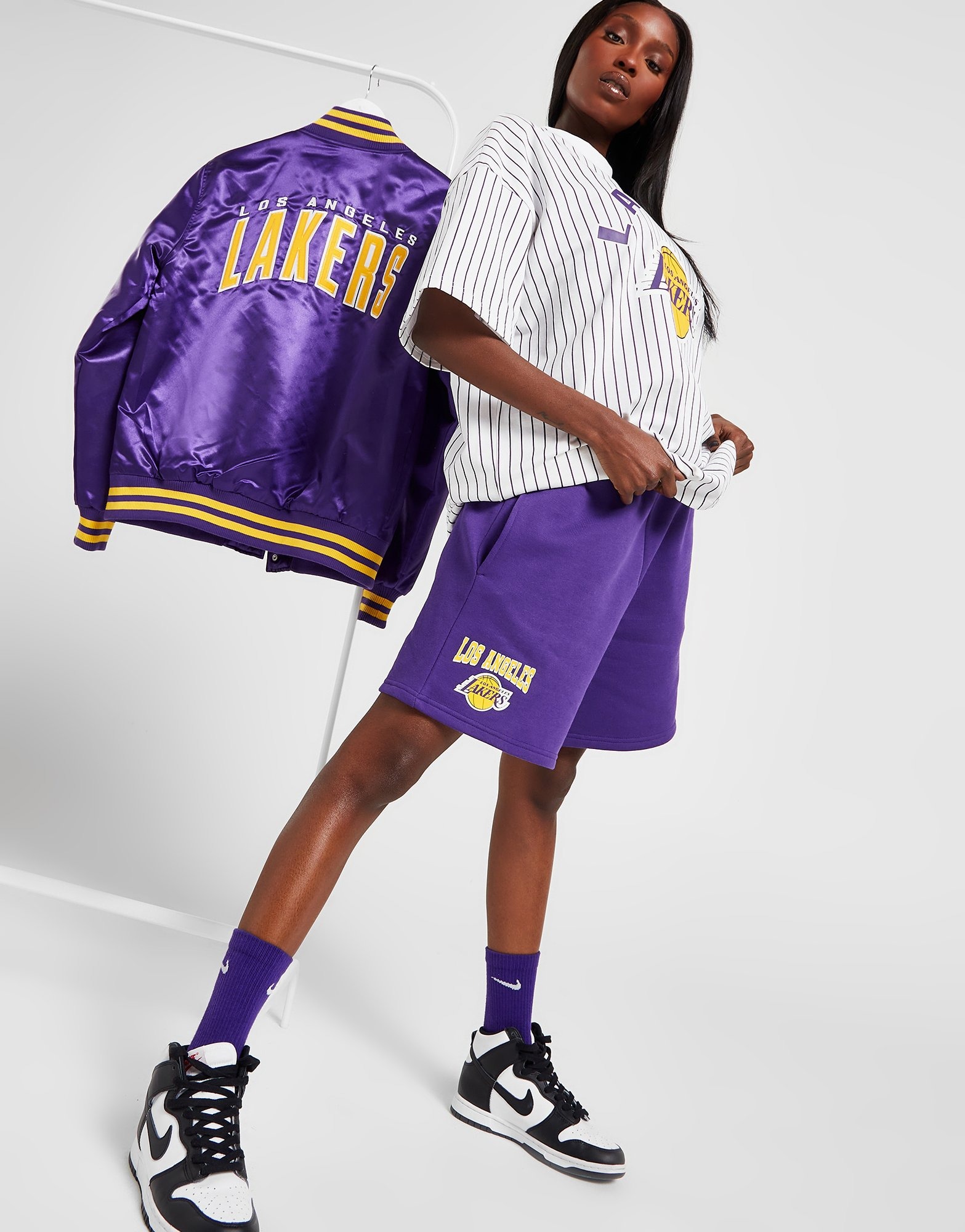 Purple New Era NBA LA Lakers Fleece Shorts - JD Sports NZ
