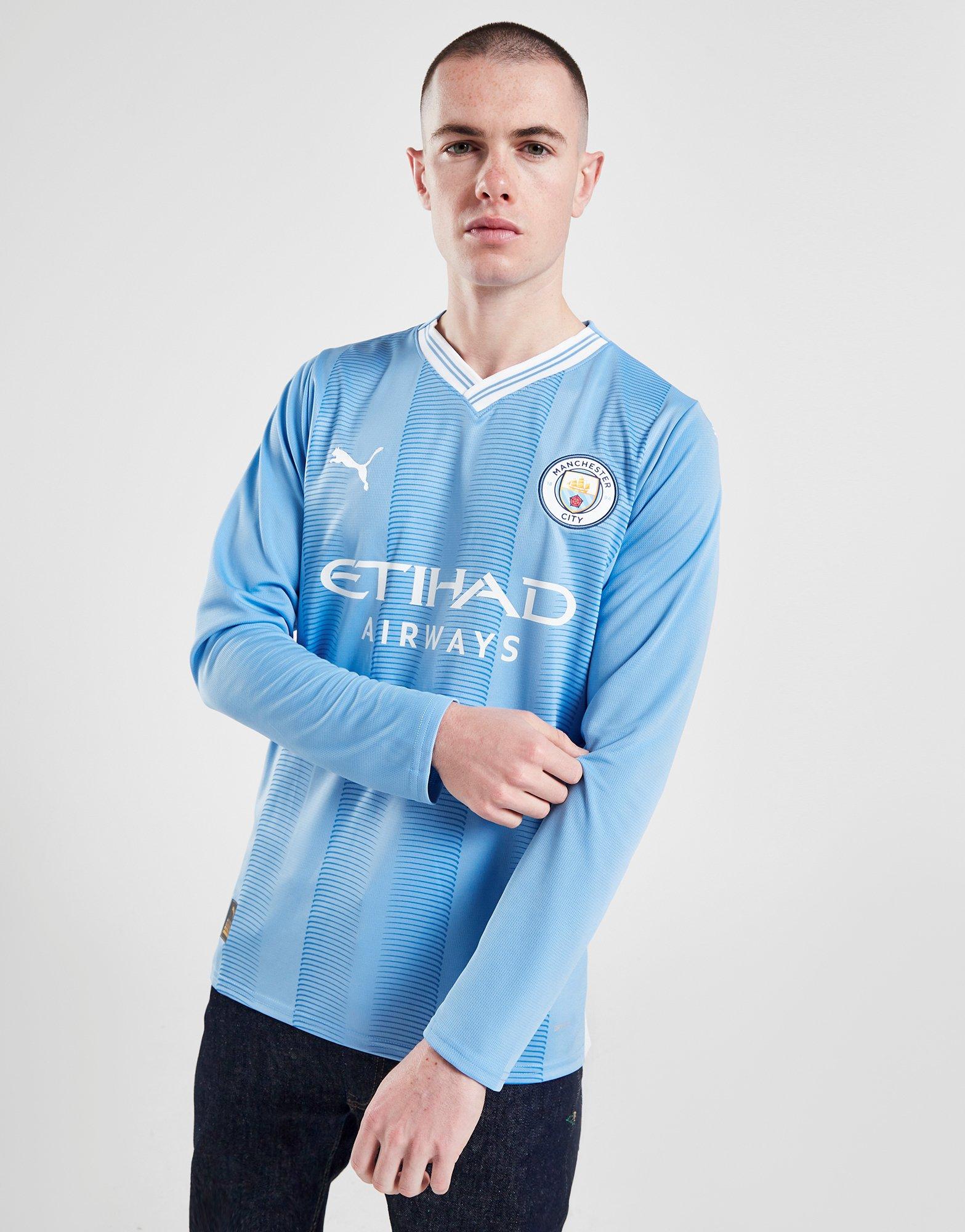 Blue Puma Manchester City FC 2023/24 Long Sleeve Home Shirt