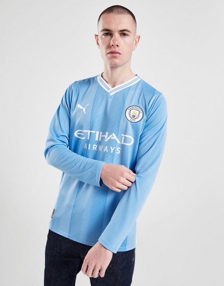Blue Puma Manchester City FC 2023/24 Long Sleeve Home Shirt | JD Sports UK