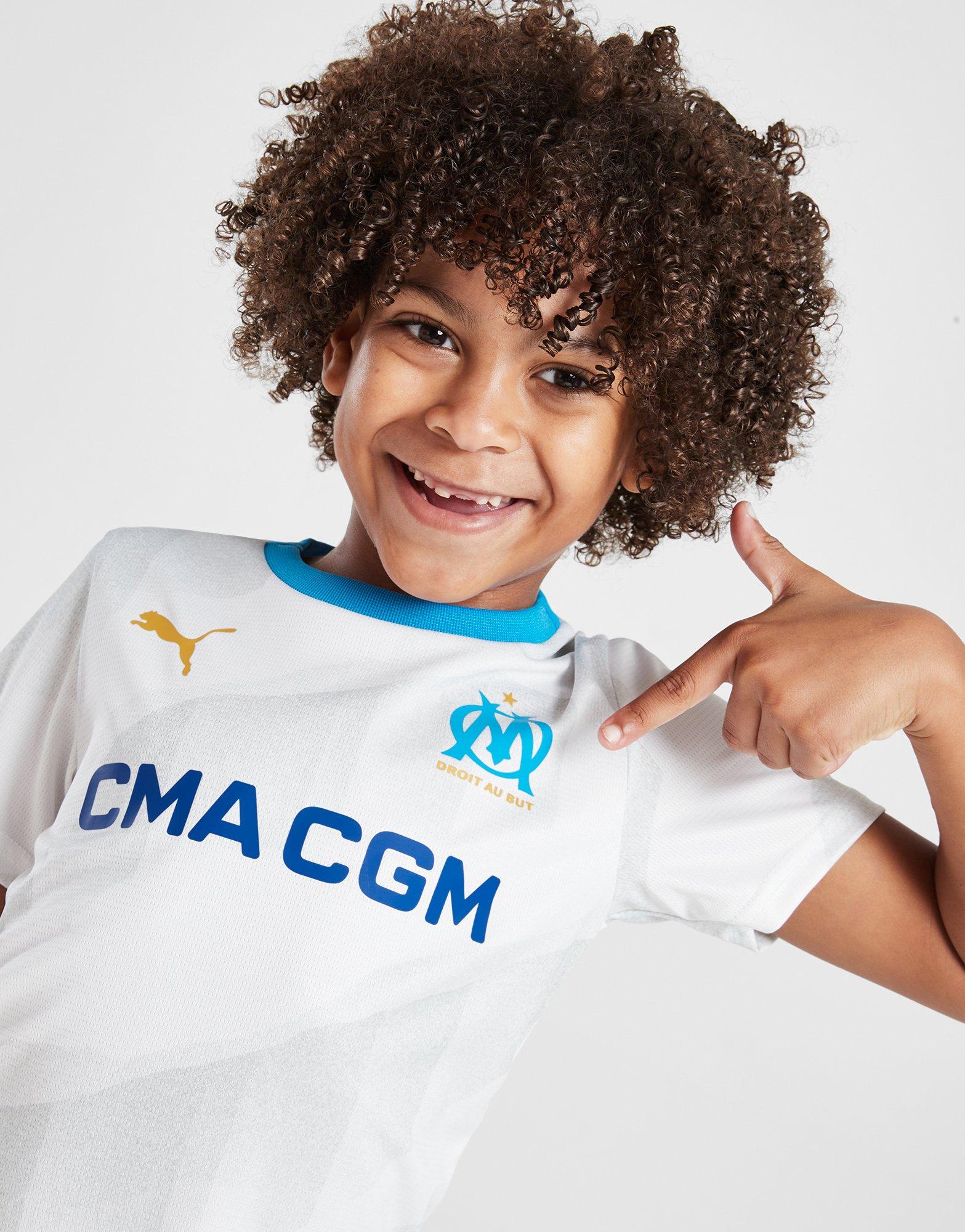 JD Children 2023/24 White Home Marseille Sports - Puma Kit Olympique Global