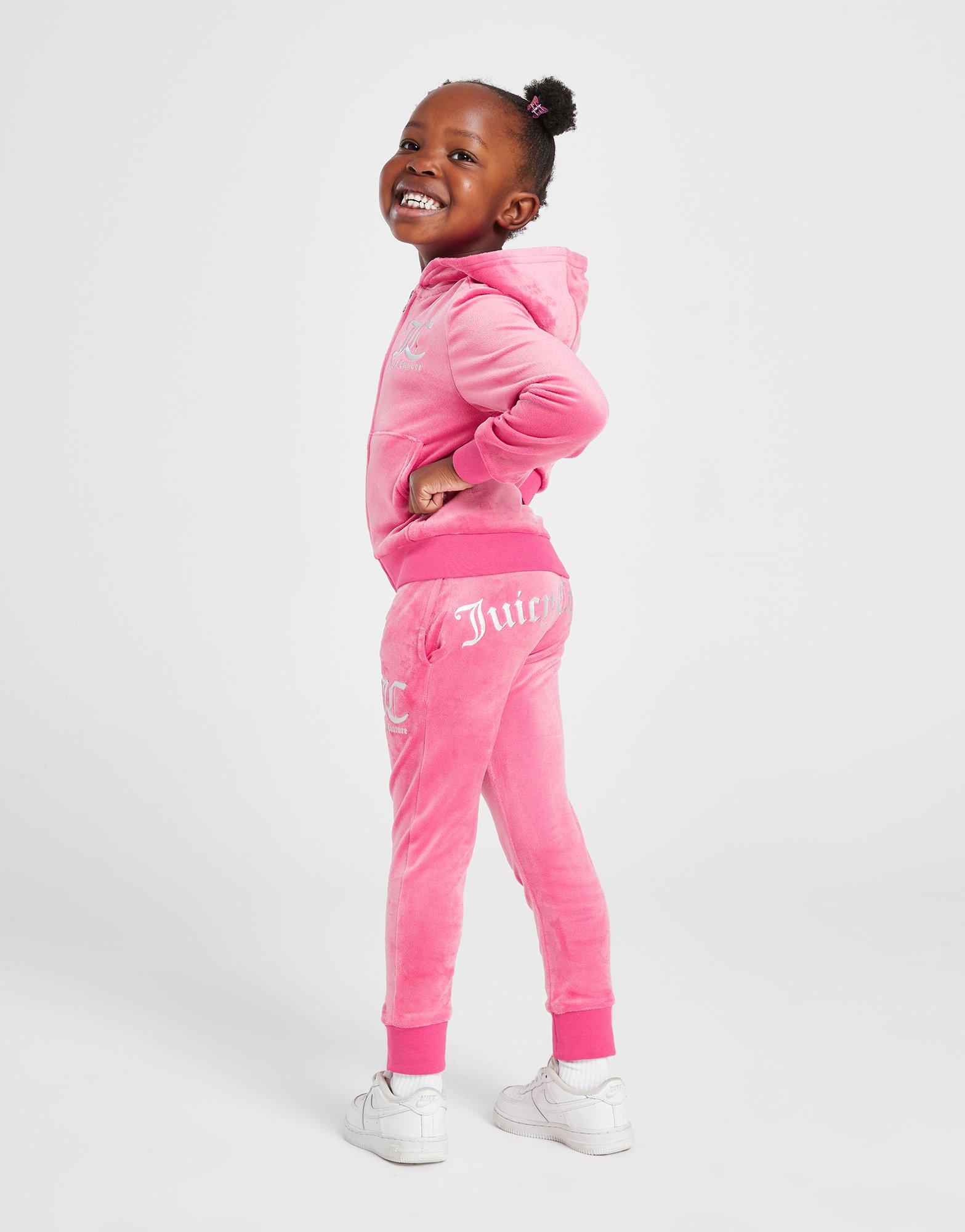 Pink JUICY COUTURE Girls' Velour Full Zip Hooded Tracksuit