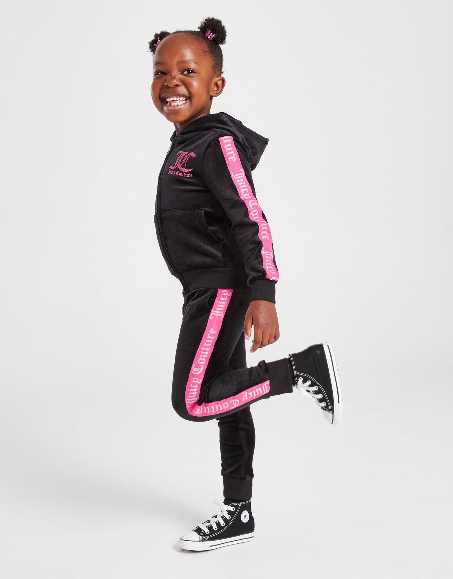 Black JUICY COUTURE Girls' Velour Tape Full Zip Tracksuit Children