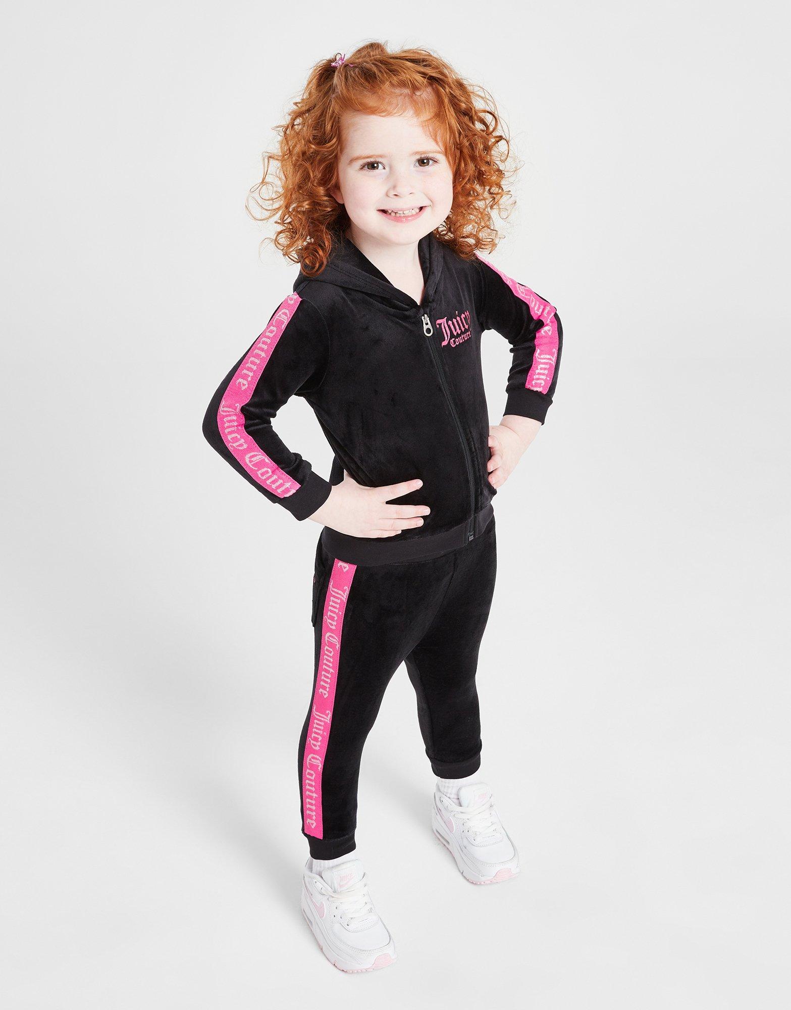 Black JUICY COUTURE Girls' Velour Tape Full Zip Tracksuit Infant