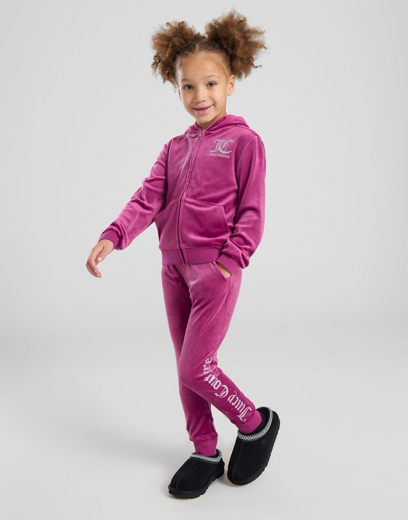 Juicy Couture Girls' Velour Full Zip Hooded Tracksuit Children