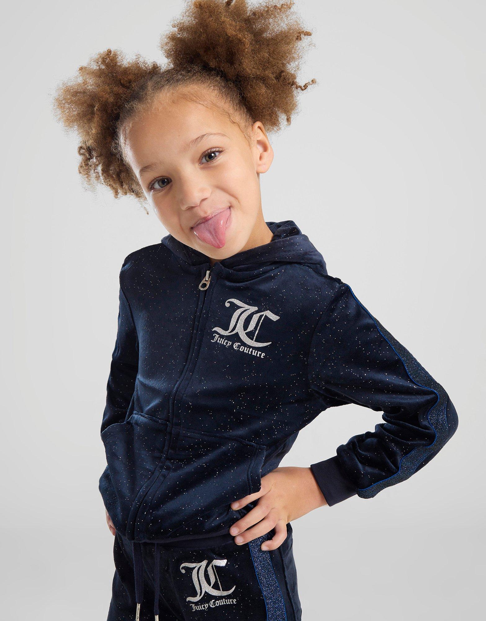 Juicy Couture Velour Tracksuit Girls Size 5 Royal Blue Gold Glitter