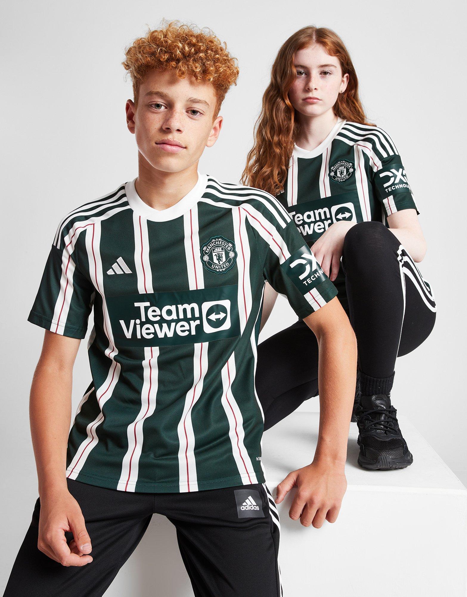 Green adidas Manchester United FC 2023/24 Away Shirt Junior - JD Sports