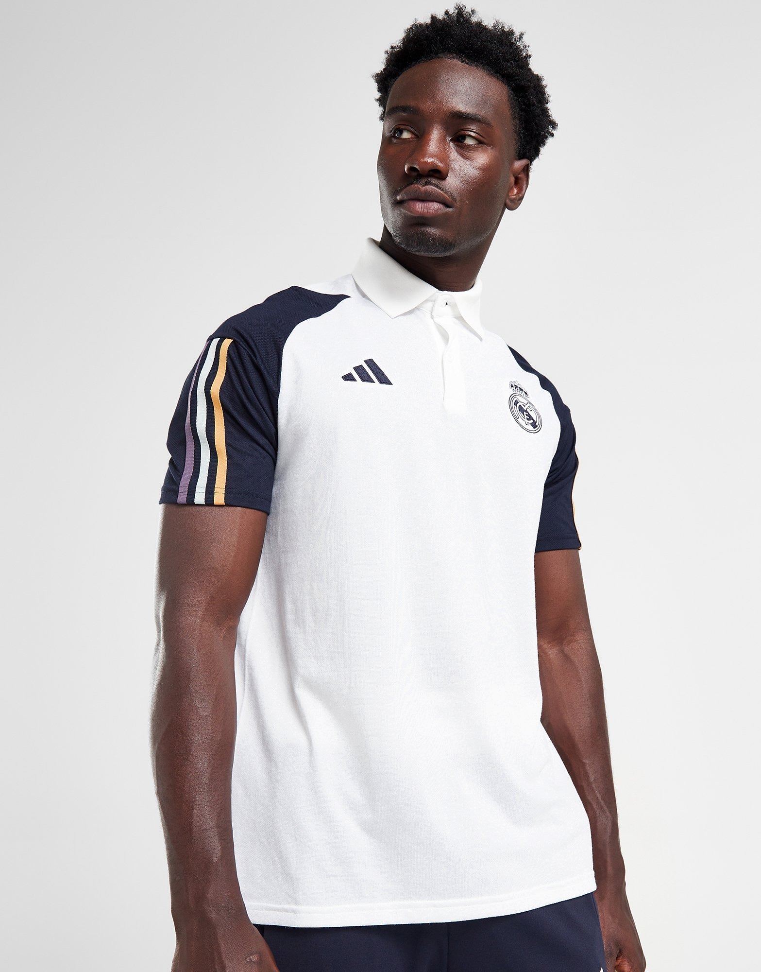 White adidas Real Madrid Cotton Polo Shirt JD Sports