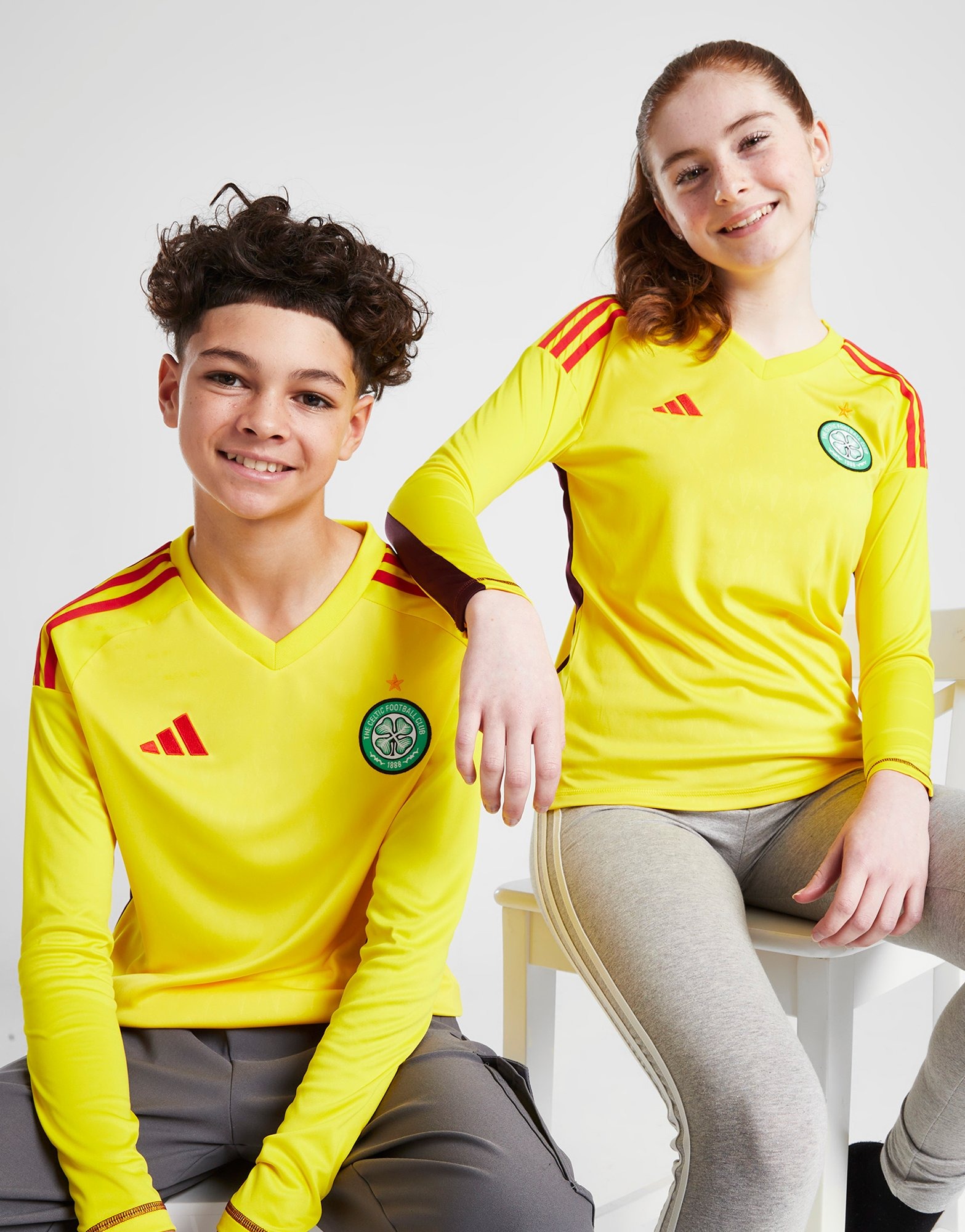 Yellow adidas Celtic FC 2023/24 Goalkeeper Home Shirt Junior