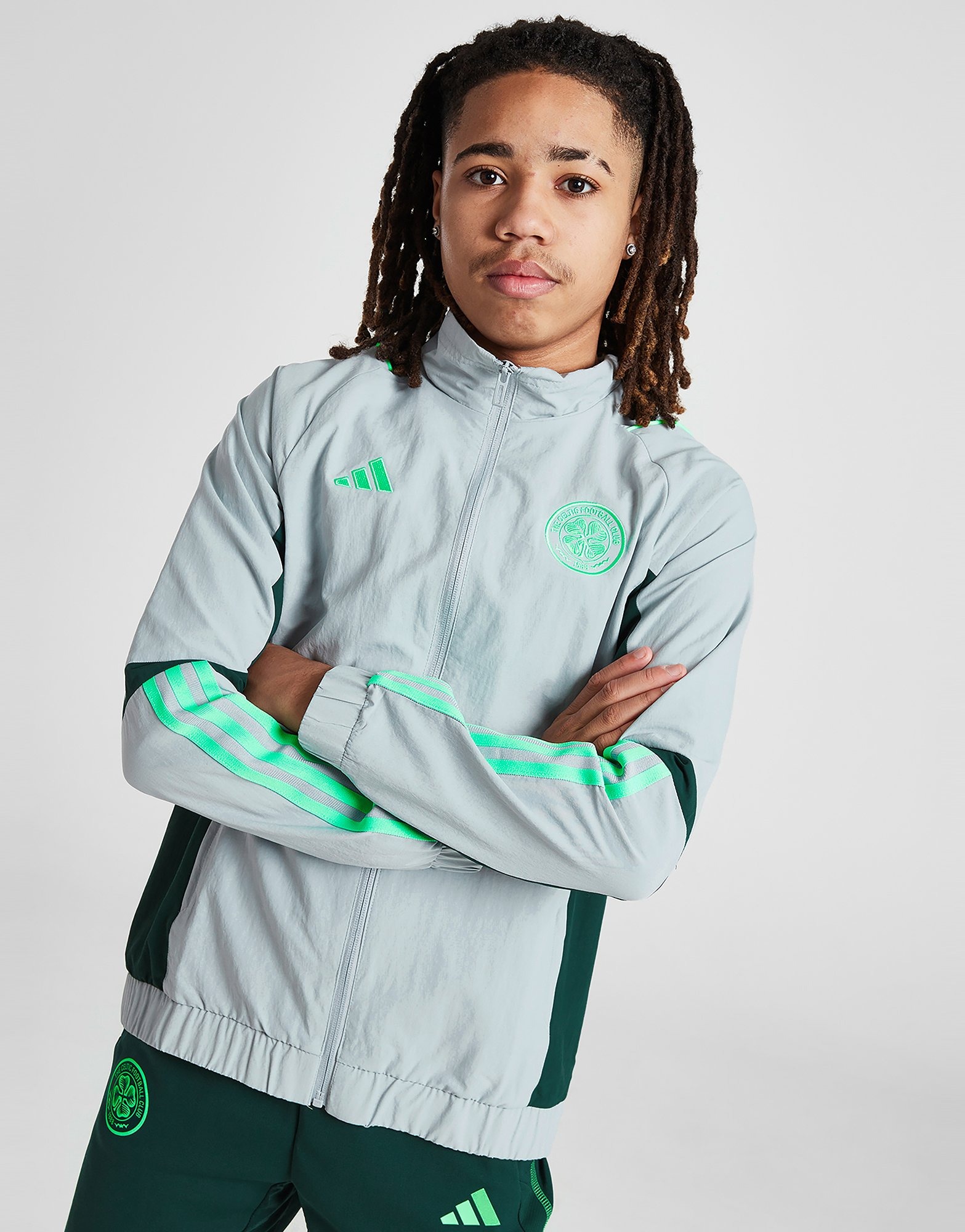 Grey adidas Celtic FC Presentation Jacket Junior JD Sports NZ