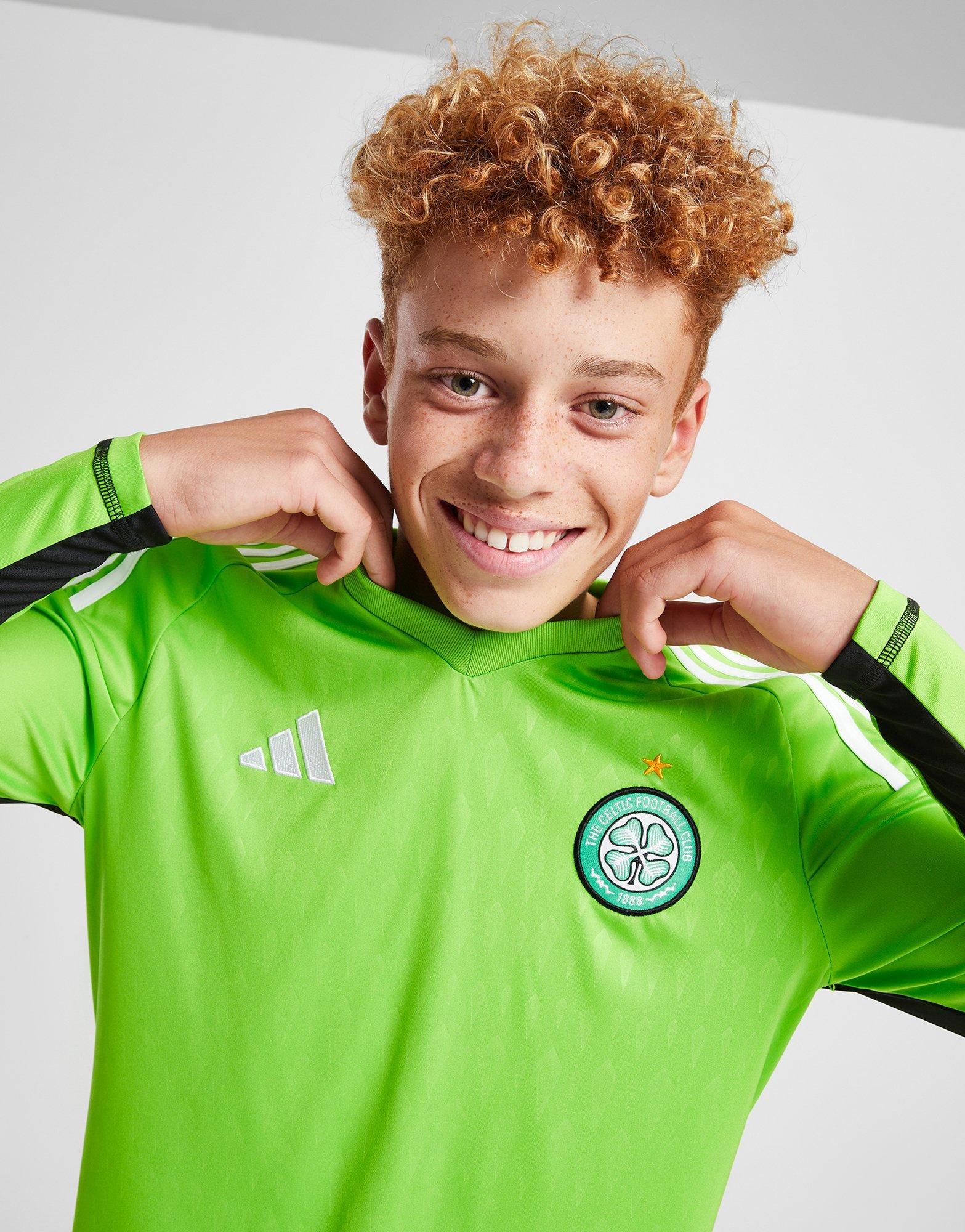 Green adidas Celtic FC 2023/24 Goalkeeper Away Shorts Junior